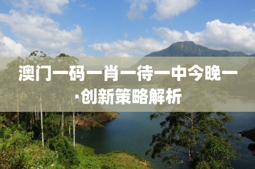 澳门一码一肖一待一中今晚一·创新策略解析