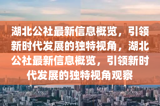 湖北公社最新信息概览，引领新时代发展的独特视角，湖北公社最新信息概览，引领新时代发展的独特视角观察