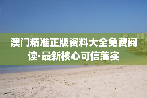澳门精准正版资料大全免费阅读·最新核心可信落实