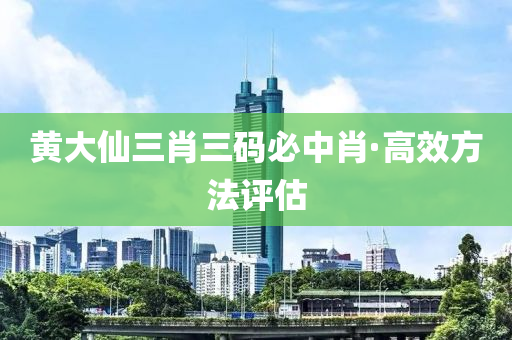 黄大仙三肖三码必中肖·高效方法评估