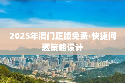 2025年澳门正版免费·快捷问题策略设计