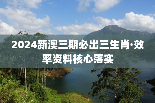 2024新澳三期必出三生肖·效率资料核心落实