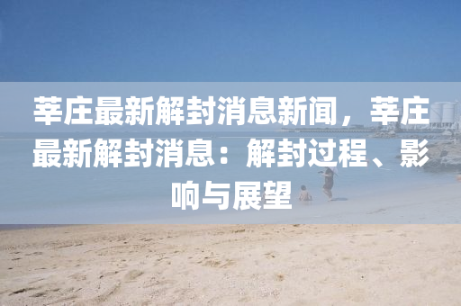 莘庄最新解封消息新闻，莘庄最新解封消息：解封过程、影响与展望