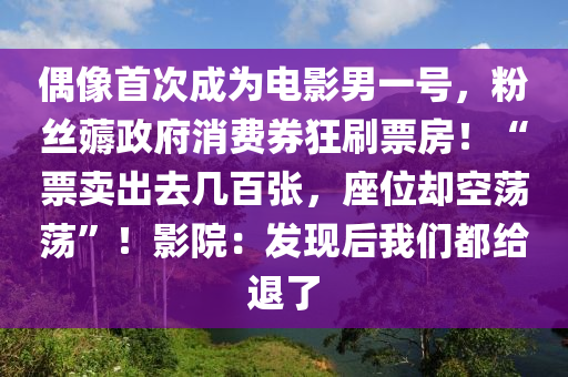 偶像首次成为电影男一号，粉丝薅政府消费券狂刷票房！“票卖出去几百张，座位却空荡荡”！影院：发现后我们都给退了
