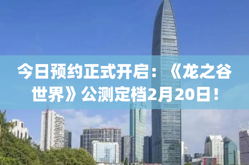 今日预约正式开启：《龙之谷世界》公测定档2月20日！