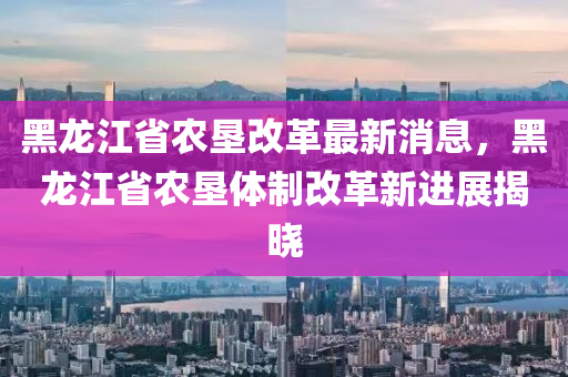 黑龙江省农垦改革最新消息，黑龙江省农垦体制改革新进展揭晓