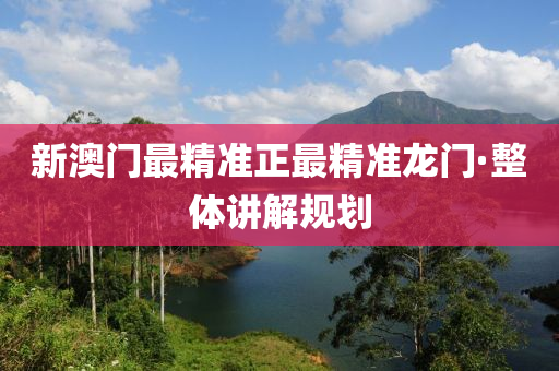 新澳门最精准正最精准龙门·整体讲解规划