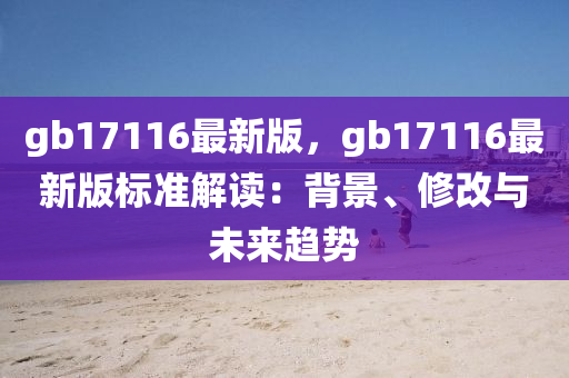 gb17116最新版，gb17116最新版标准解读：背景、修改与未来趋势