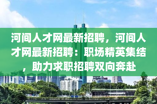 河间人才网最新招聘，河间人才网最新招聘：职场精英集结，助力求职招聘双向奔赴