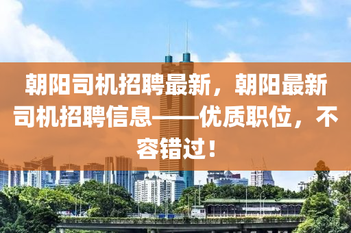 朝阳司机招聘最新，朝阳最新司机招聘信息——优质职位，不容错过！