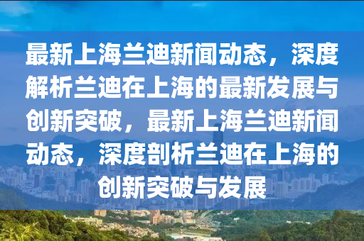 最新上海兰迪新闻动态，深度解析兰迪在上海的最新发展与创新突破，最新上海兰迪新闻动态，深度剖析兰迪在上海的创新突破与发展