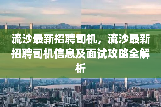 流沙最新招聘司机，流沙最新招聘司机信息及面试攻略全解析