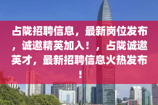 占陇招聘信息，最新岗位发布，诚邀精英加入！，占陇诚邀英才，最新招聘信息火热发布！