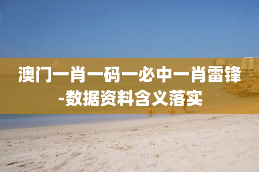 澳门一肖一码一必中一肖雷锋-数据资料含义落实