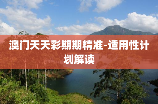 澳门天天彩期期精准-适用性计划解读