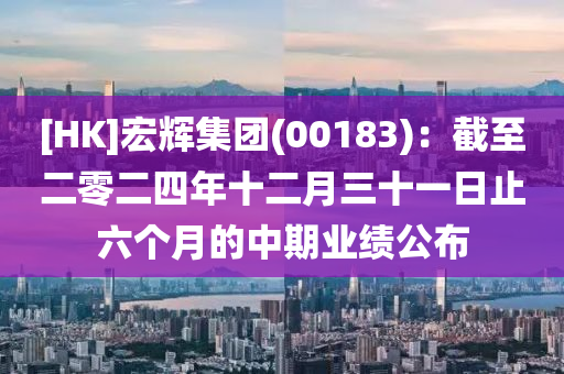 [HK]宏辉集团(00183)：截至二零二四年十二月三十一日止六个月的中期业绩公布