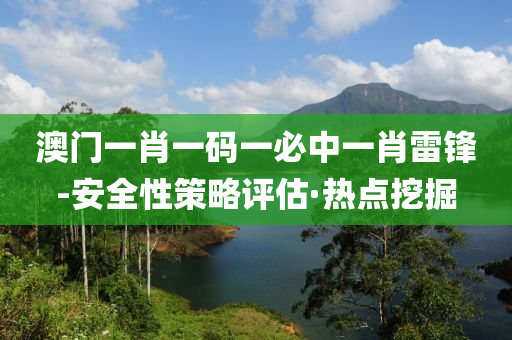 澳门一肖一码一必中一肖雷锋-安全性策略评估·热点挖掘