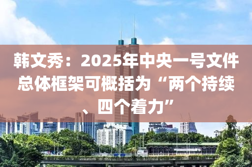 韩文秀：2025年中央一号文件总体框架可概括为“两个持续、四个着力”