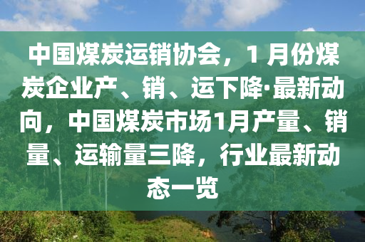 中国煤炭运销协会，1 月份煤炭企业产、销、运下降·最新动向，中国煤炭市场1月产量、销量、运输量三降，行业最新动态一览