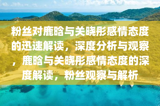 粉丝对鹿晗与关晓彤感情态度的迅速解读，深度分析与观察，鹿晗与关晓彤感情态度的深度解读，粉丝观察与解析