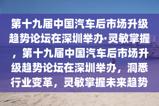 第十九届中国汽车后市场升级趋势论坛在深圳举办·灵敏掌握，第十九届中国汽车后市场升级趋势论坛在深圳举办，洞悉行业变革，灵敏掌握未来趋势