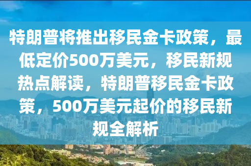 特朗普将推出移民金卡政策，最低定价500万美元，移民新规热点解读，特朗普移民金卡政策，500万美元起价的移民新规全解析