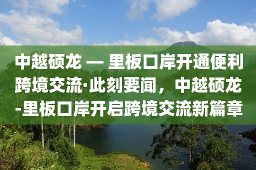中越硕龙 — 里板口岸开通便利跨境交流·此刻要闻，中越硕龙-里板口岸开启跨境交流新篇章