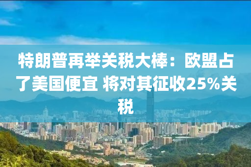 特朗普再举关税大棒：欧盟占了美国便宜 将对其征收25%关税