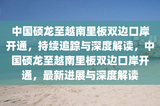 中国硕龙至越南里板双边口岸开通，持续追踪与深度解读，中国硕龙至越南里板双边口岸开通，最新进展与深度解读