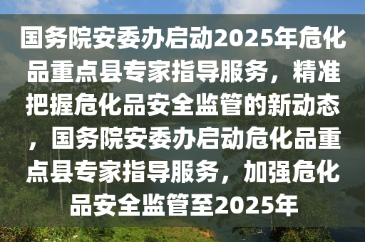 国务院安委办启动2025年危化品重点县专家指导服务，精准把握危化品安全监管的新动态，国务院安委办启动危化品重点县专家指导服务，加强危化品安全监管至2025年
