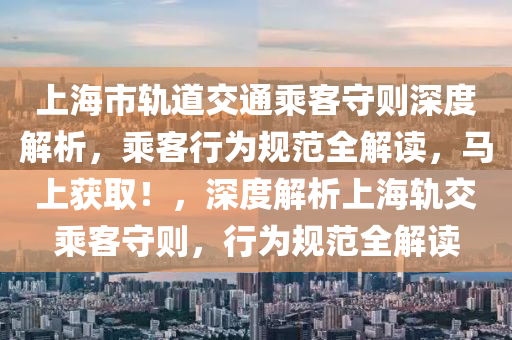 上海市轨道交通乘客守则深度解析，乘客行为规范全解读，马上获取！，深度解析上海轨交乘客守则，行为规范全解读
