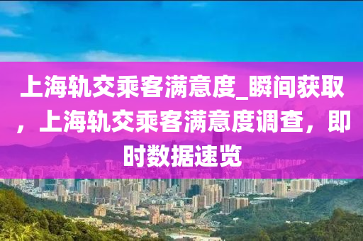 上海轨交乘客满意度_瞬间获取，上海轨交乘客满意度调查，即时数据速览
