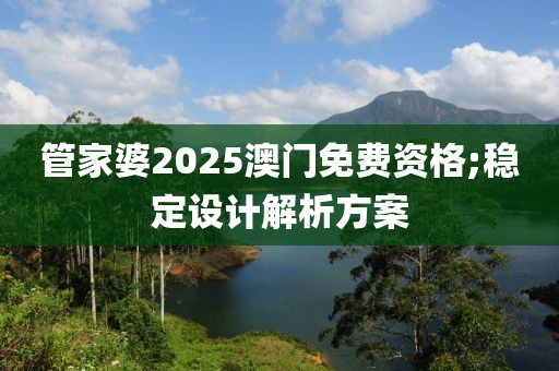 管家婆2025澳门免费资格;稳定设计解析方案