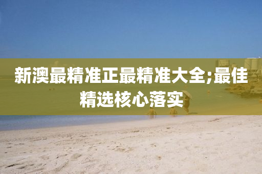 新澳最精准正最精准大全;最佳精选核心落实
