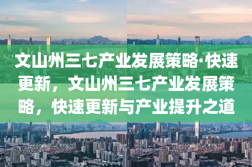 文山州三七产业发展策略·快速更新，文山州三七产业发展策略，快速更新与产业提升之道