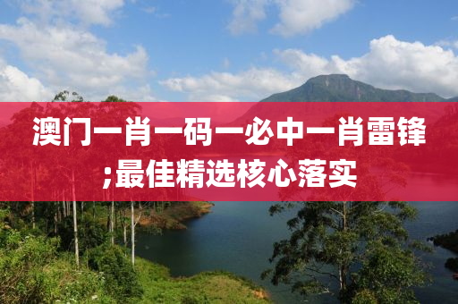澳门一肖一码一必中一肖雷锋;最佳精选核心落实