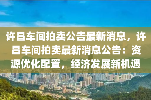 许昌车间拍卖公告最新消息，许昌车间拍卖最新消息公告：资源优化配置，经济发展新机遇