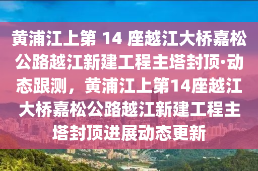 黄浦江上第 14 座越江大桥嘉松公路越江新建工程主塔封顶·动态跟测，黄浦江上第14座越江大桥嘉松公路越江新建工程主塔封顶进展动态更新
