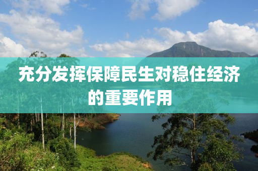 充分发挥保障民生对稳住经济的重要作用