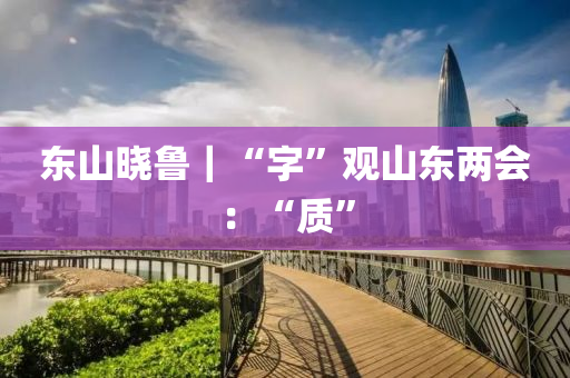 东山晓鲁｜“字”观山东两会：“质”