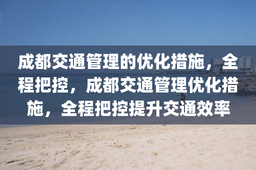 成都交通管理的优化措施，全程把控，成都交通管理优化措施，全程把控提升交通效率