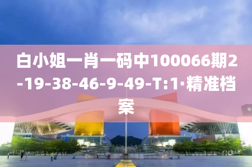 白小姐一肖一码中100066期2-19-38-46-9-49-T:1·精准档案