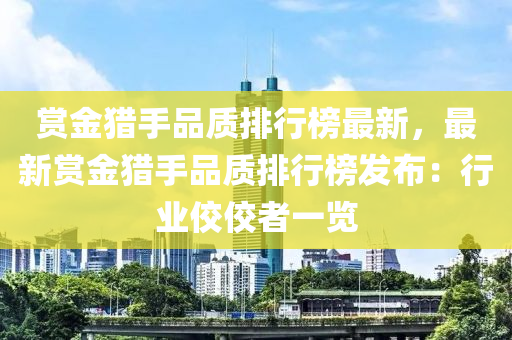 赏金猎手品质排行榜最新，最新赏金猎手品质排行榜发布：行业佼佼者一览