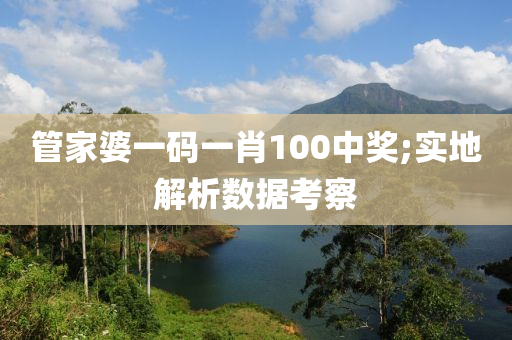 管家婆一码一肖100中奖;实地解析数据考察