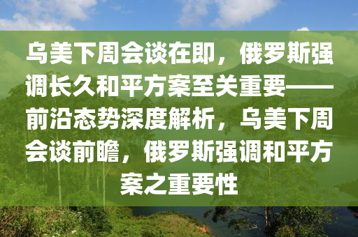 乌美下周会谈在即，俄罗斯强调长久和平方案至关重要——前沿态势深度解析，乌美下周会谈前瞻，俄罗斯强调和平方案之重要性