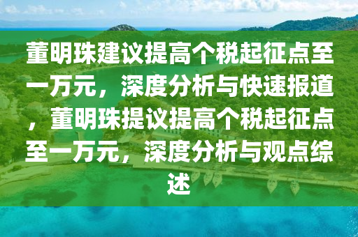 董明珠建议提高个税起征点至一万元，深度分析与快速报道，董明珠提议提高个税起征点至一万元，深度分析与观点综述