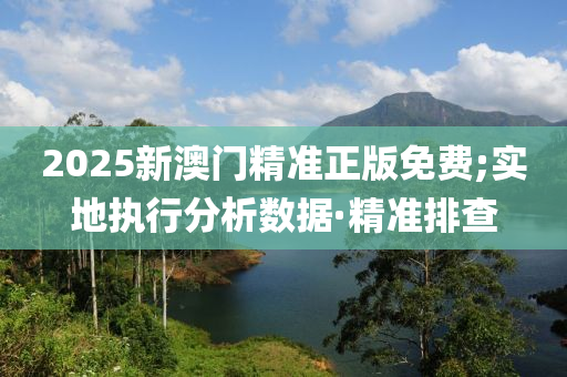 2025新澳门精准正版免费;实地执行分析数据·精准排查