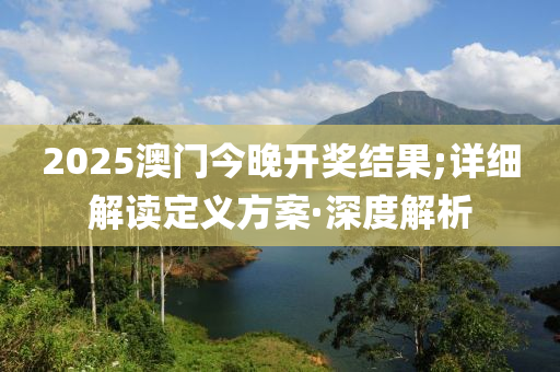 2025澳门今晚开奖结果;详细解读定义方案·深度解析