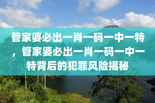 管家婆必出一肖一码一中一特，管家婆必出一肖一码一中一特背后的犯罪风险揭秘