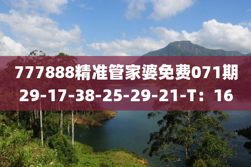 777888精准管家婆免费071期29-17-38-25-29-21-T：16